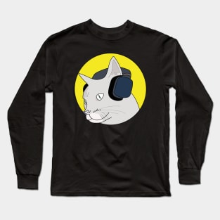 Cute cat music lover design ideas, listening to music Long Sleeve T-Shirt